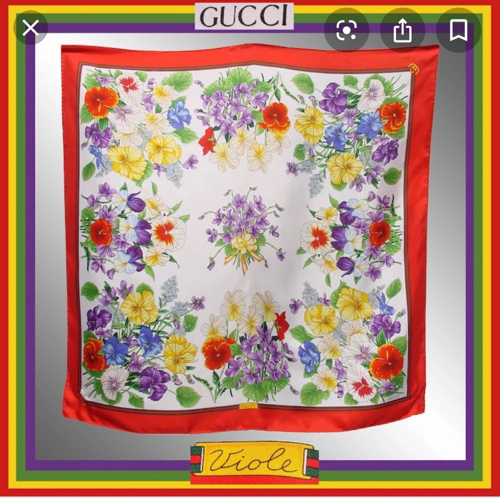 Vintage 80’s Gucci Silk Scarf - Votives Print